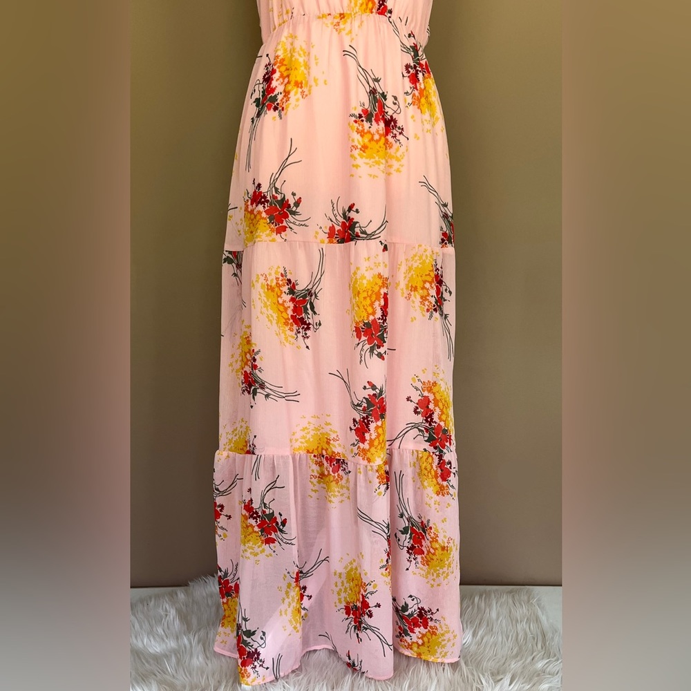 {J. Crew} Sunburst Floral Tiered Sleeveless Maxi Dress in Pink - Women's 0 - Picture 4 of 11